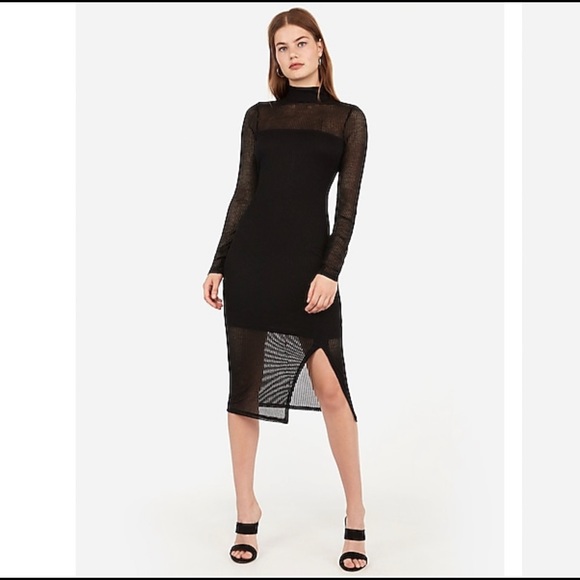 Express Dresses & Skirts - Express Mock Neck Ribbed Midi Dress